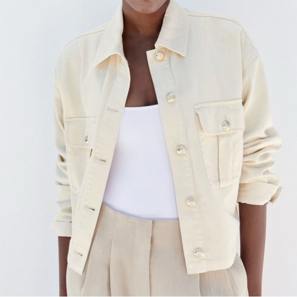 Zara // gold button cotton overshirt